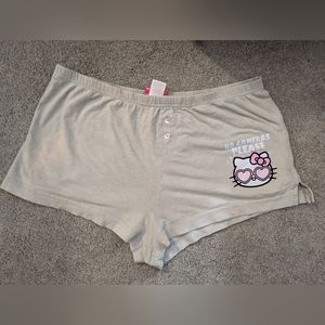 Hello Kitty Black Shorts With Logo Of Cat, Cotton Short Shorts
